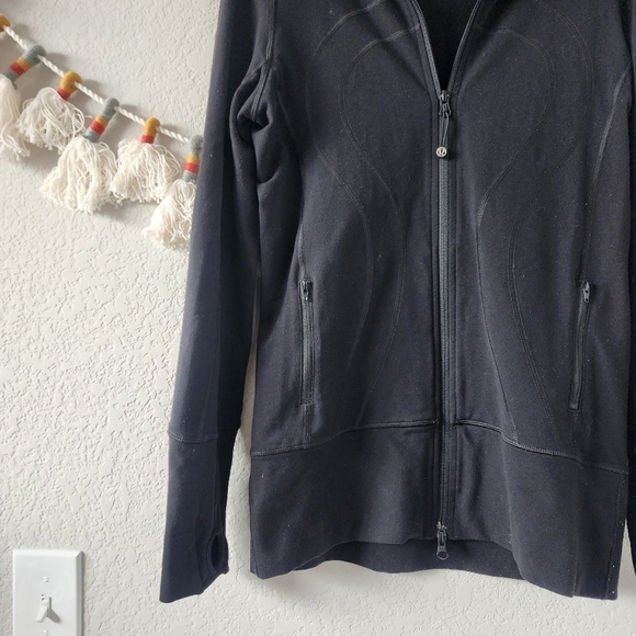 Lululemon In Stride Black Longline Cowl Neck Zip Jacket Luon Casual Yoga Gym 6 - Picture 11 of 14